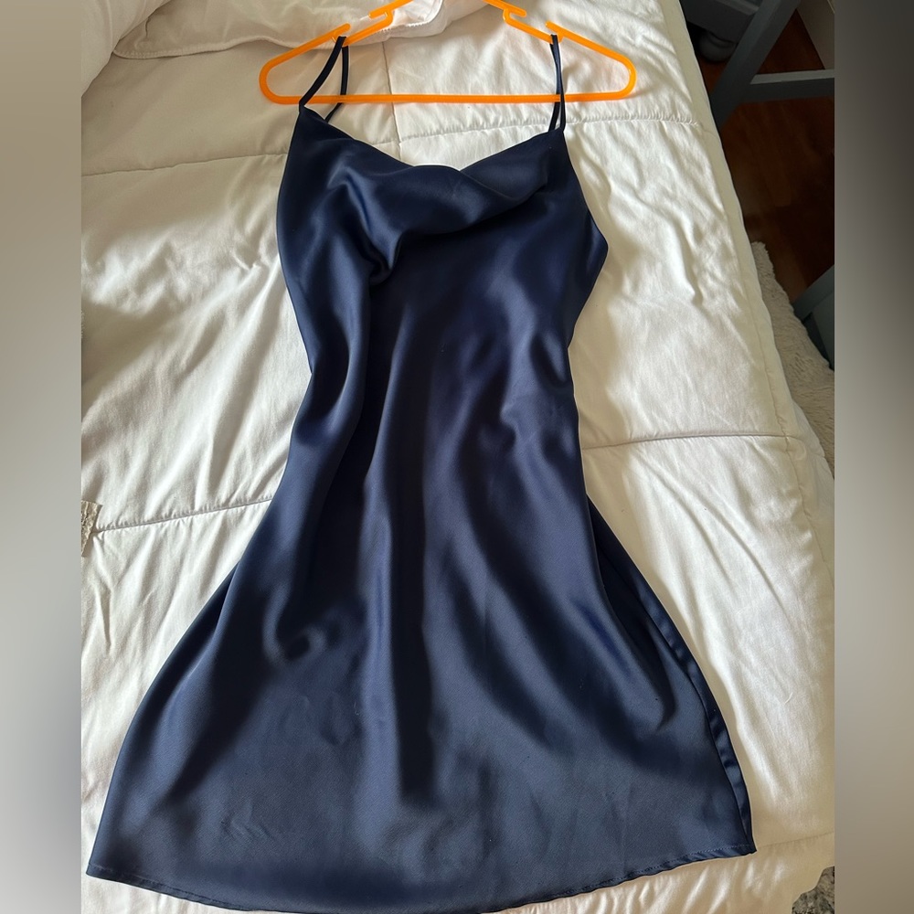 Urban outfitters silk navy dress
